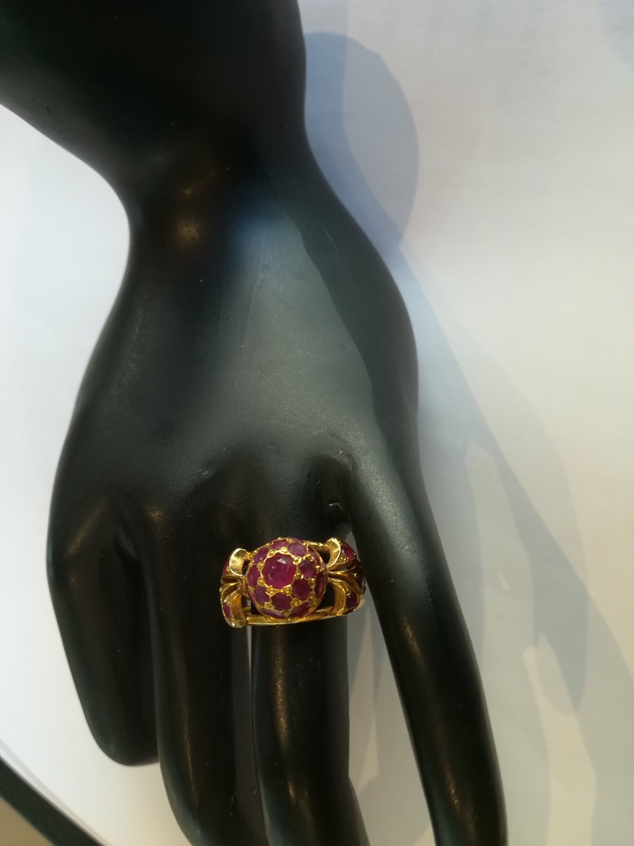Bague Boule Or Jaune Rubis-photo-4