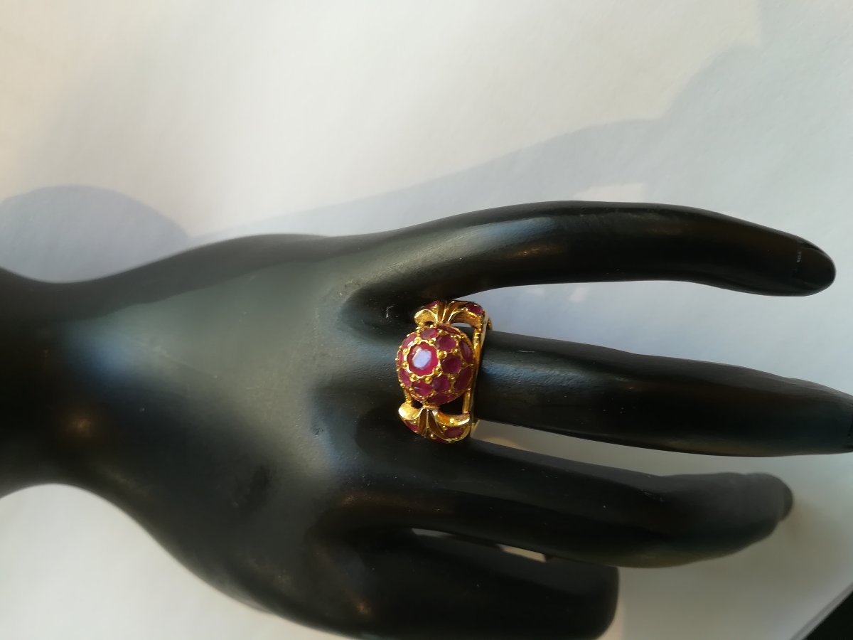 Bague Boule Or Jaune Rubis-photo-2