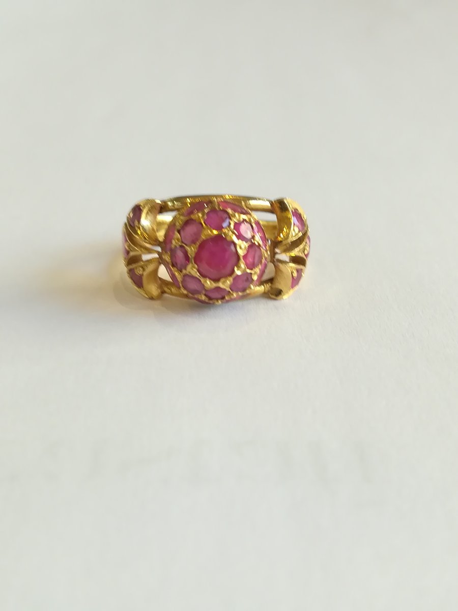 Bague Boule Or Jaune Rubis