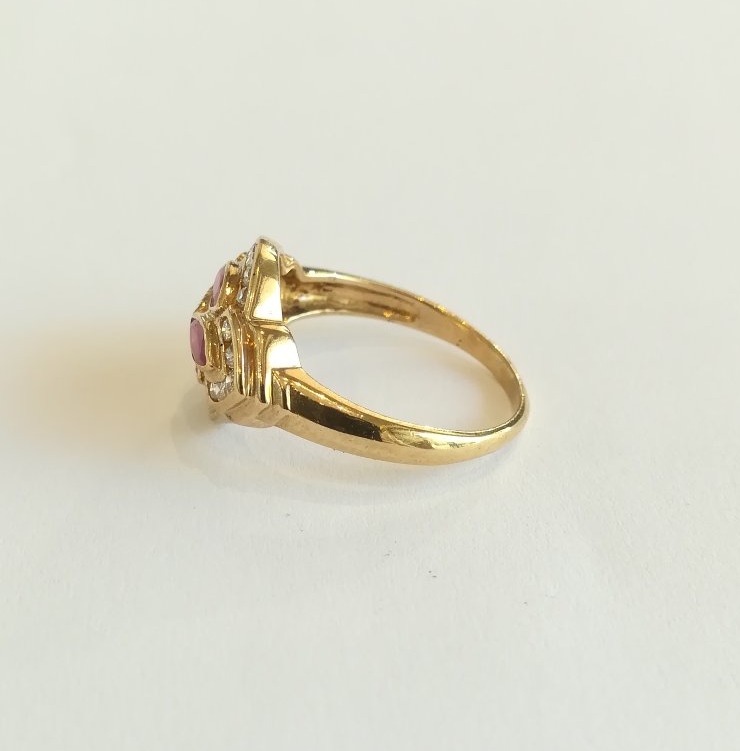 Bague Losange Or Jaune Rubis diamants-photo-2