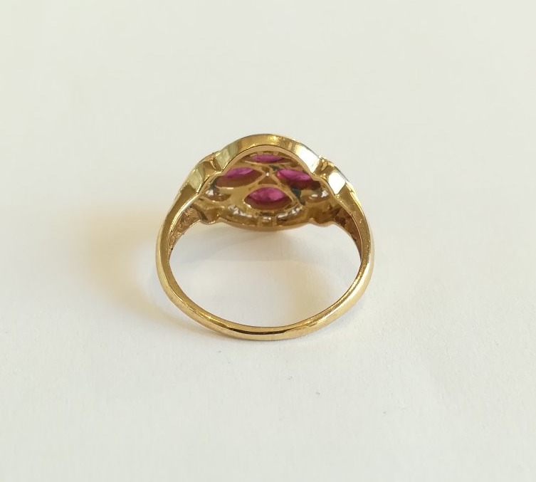 Bague Losange Or Jaune Rubis diamants-photo-3