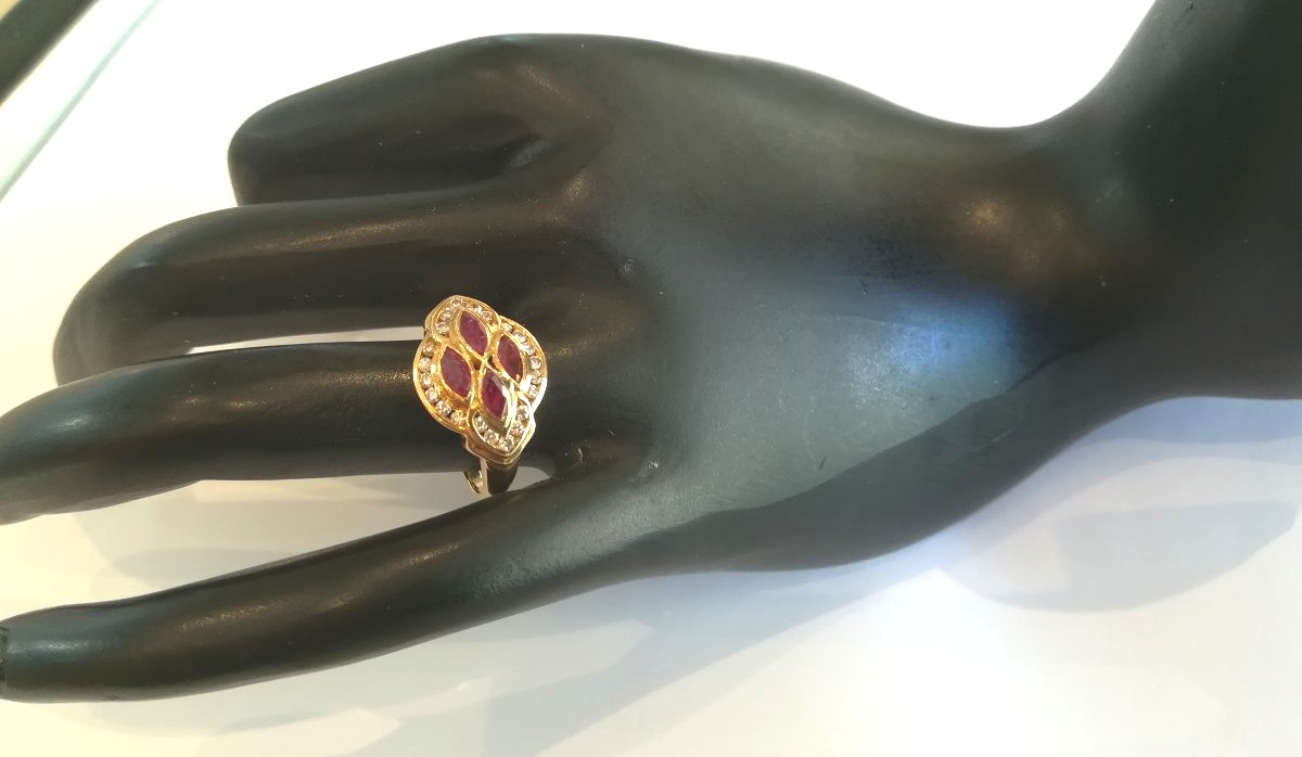 Bague Losange Or Jaune Rubis diamants-photo-4