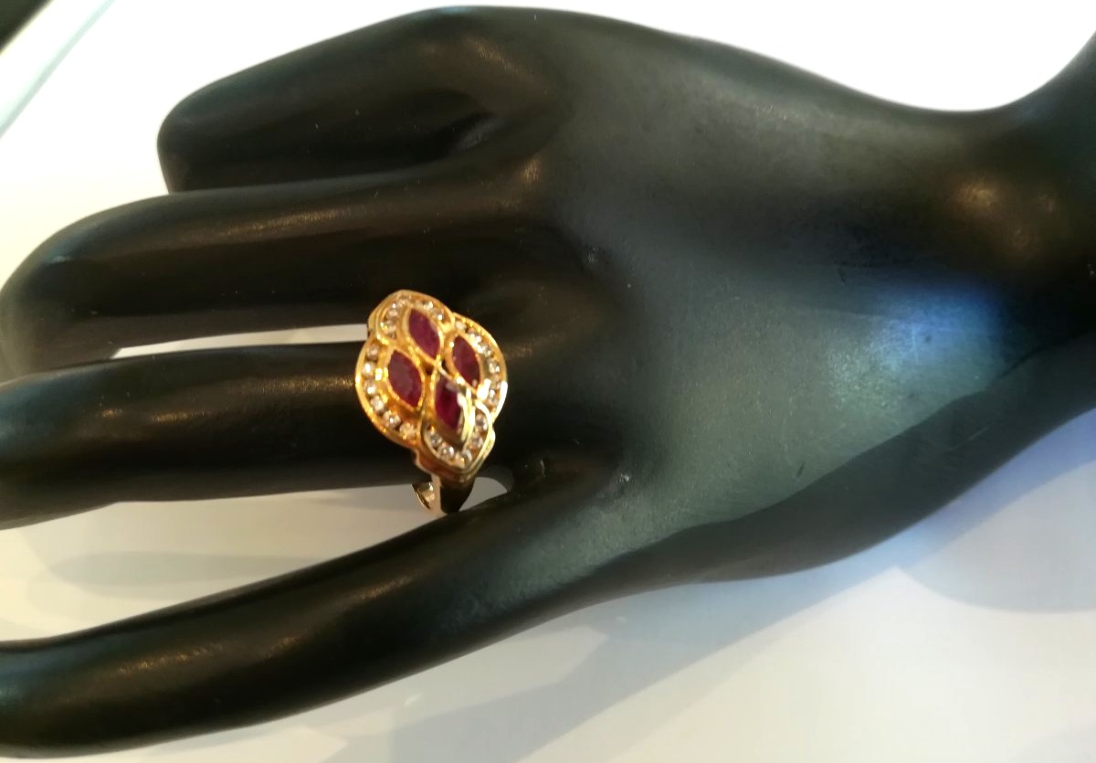 Bague Losange Or Jaune Rubis diamants-photo-1