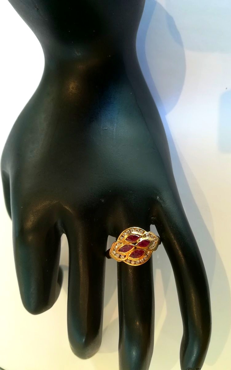 Bague Losange Or Jaune Rubis diamants-photo-2