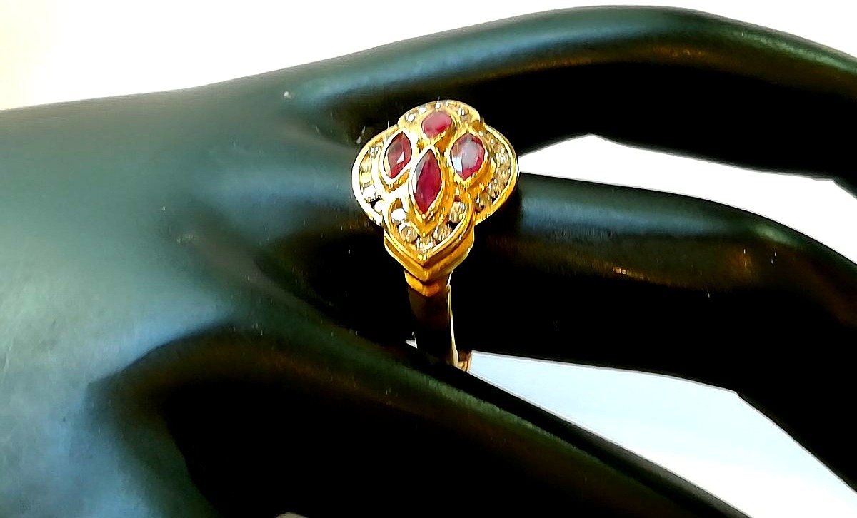 Bague Losange Or Jaune Rubis diamants-photo-4