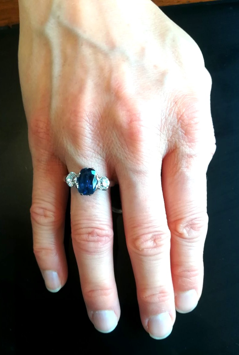 White Gold Sapphire And Diamond Ring-photo-3