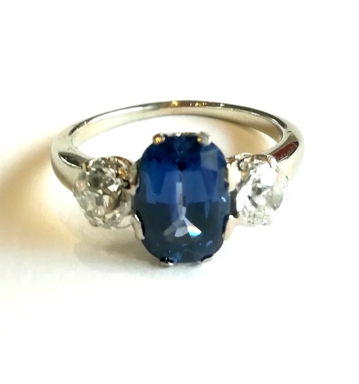 White Gold Sapphire And Diamond Ring