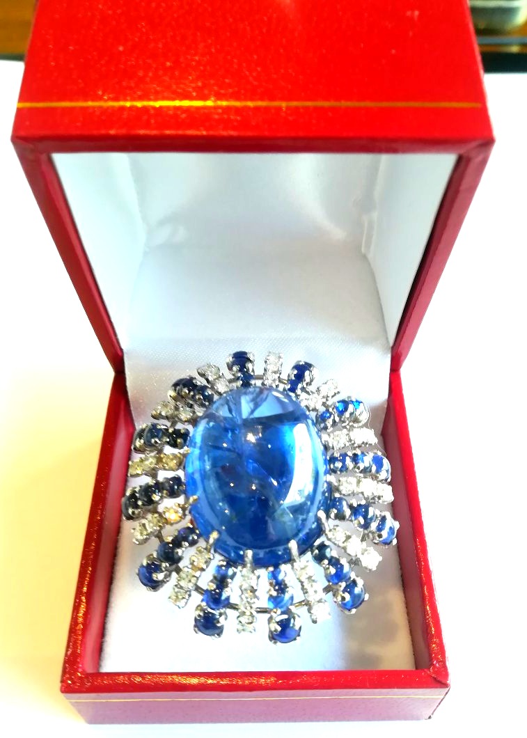 Bague Cocktail Saphirs Diamants-photo-4