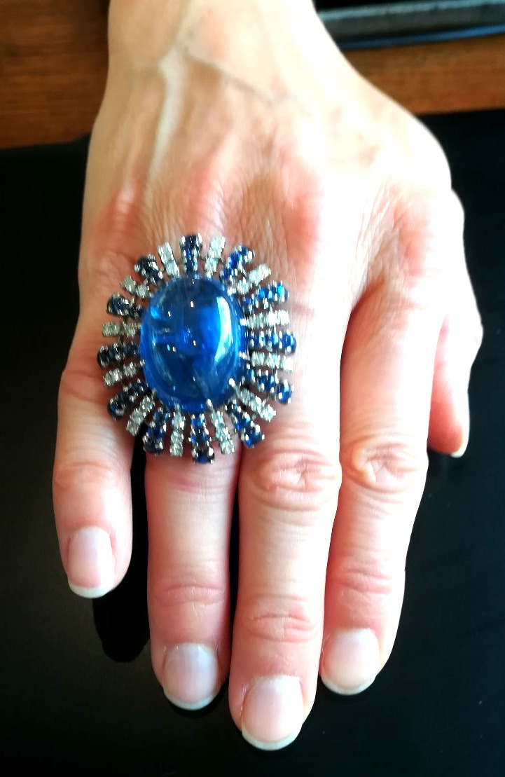 Bague Cocktail Saphirs Diamants-photo-3