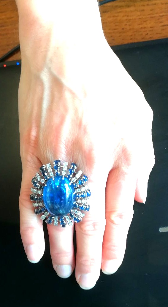 Bague Cocktail Saphirs Diamants-photo-6