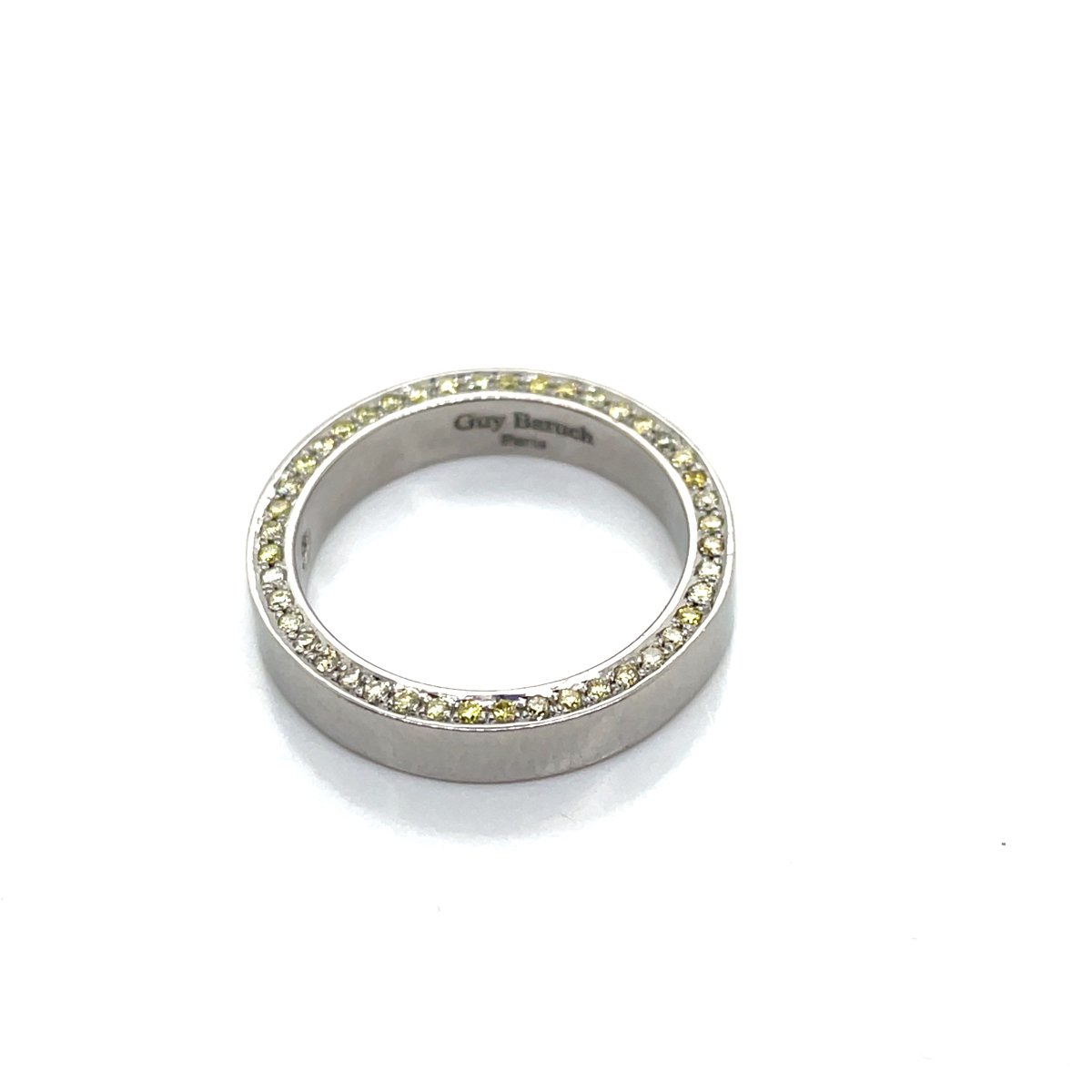 Platinum Ring With White And Fancy Yellow Diamonds - Maison Guy Baruch