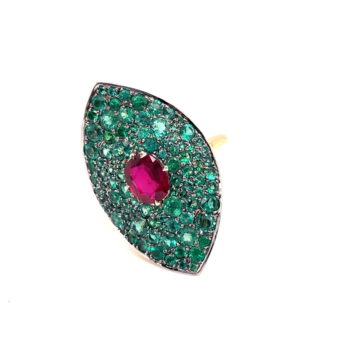 Marquise Emerald And Ruby Ring—guy Baruch Paris