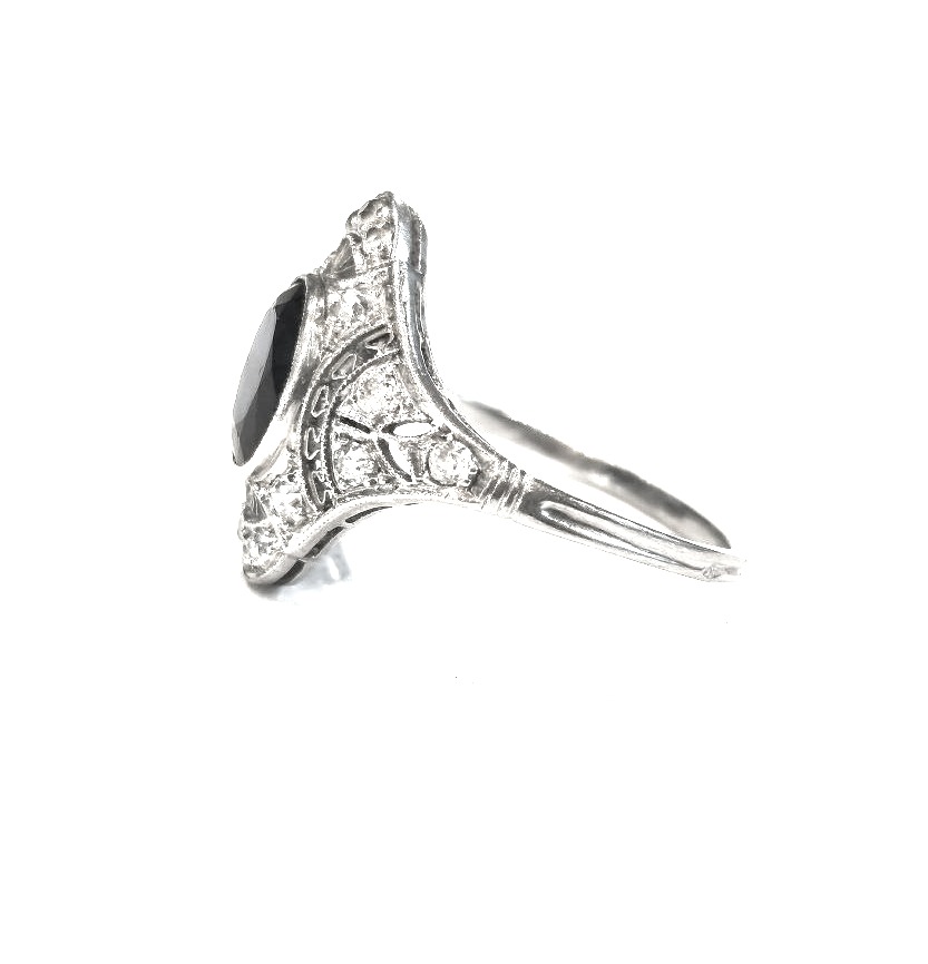 Art Deco Platinum Diamond Ring-photo-2