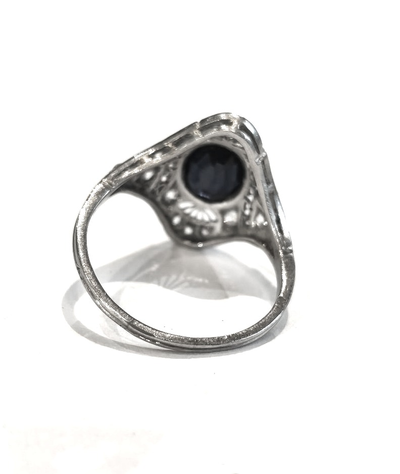 Art Deco Platinum Diamond Ring-photo-3