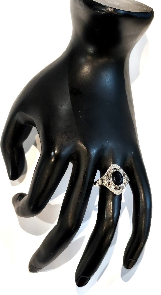 Art Deco Platinum Diamond Ring-photo-1