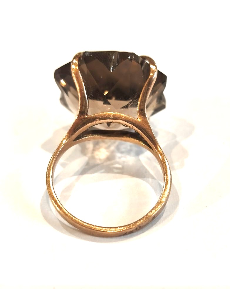 Smoky Quartz Ring With Star Design-photo-3