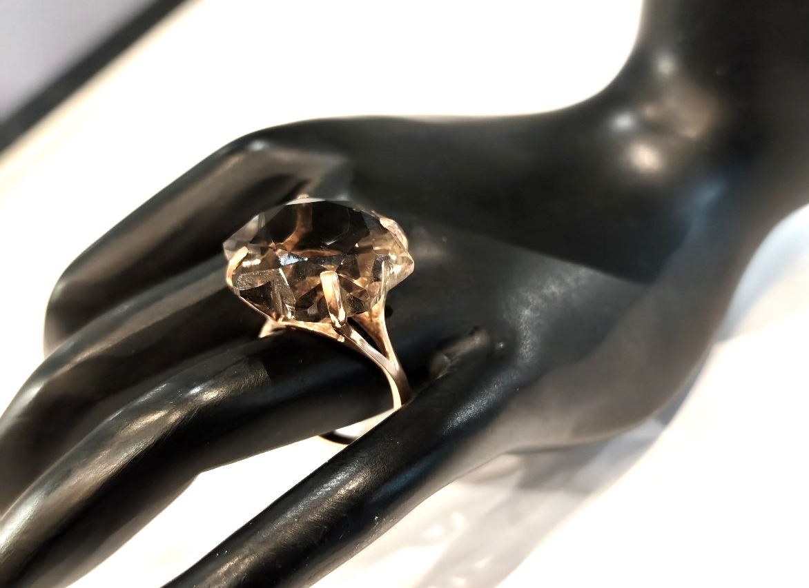 Smoky Quartz Ring With Star Design-photo-2