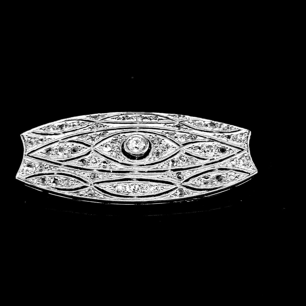 Broche Art Deco - Or Platine et Diamants