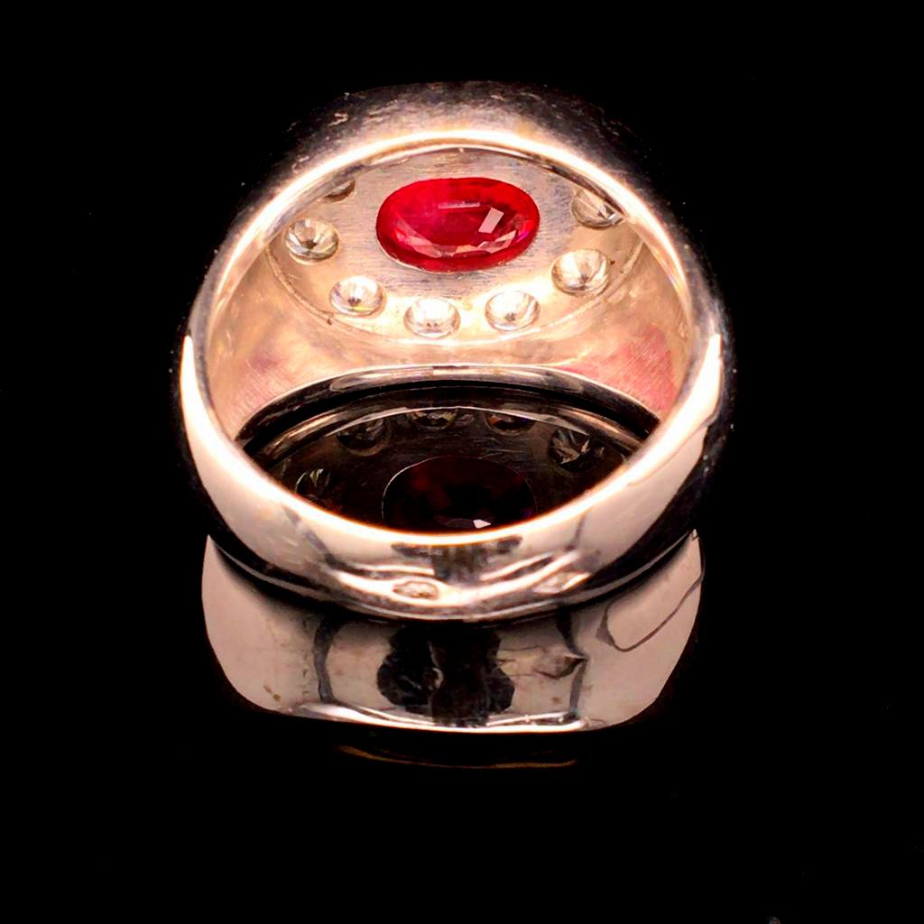 Ring White Gold Ruby Diamonds Circa 1980-photo-1