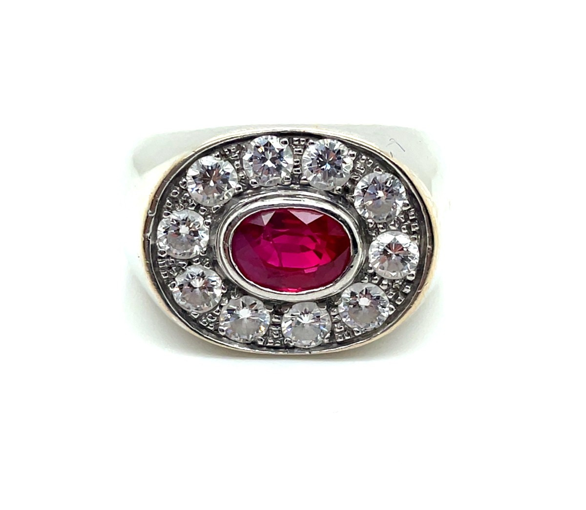 Bague Jonc Rubis Birman  Diamants Circa 1980