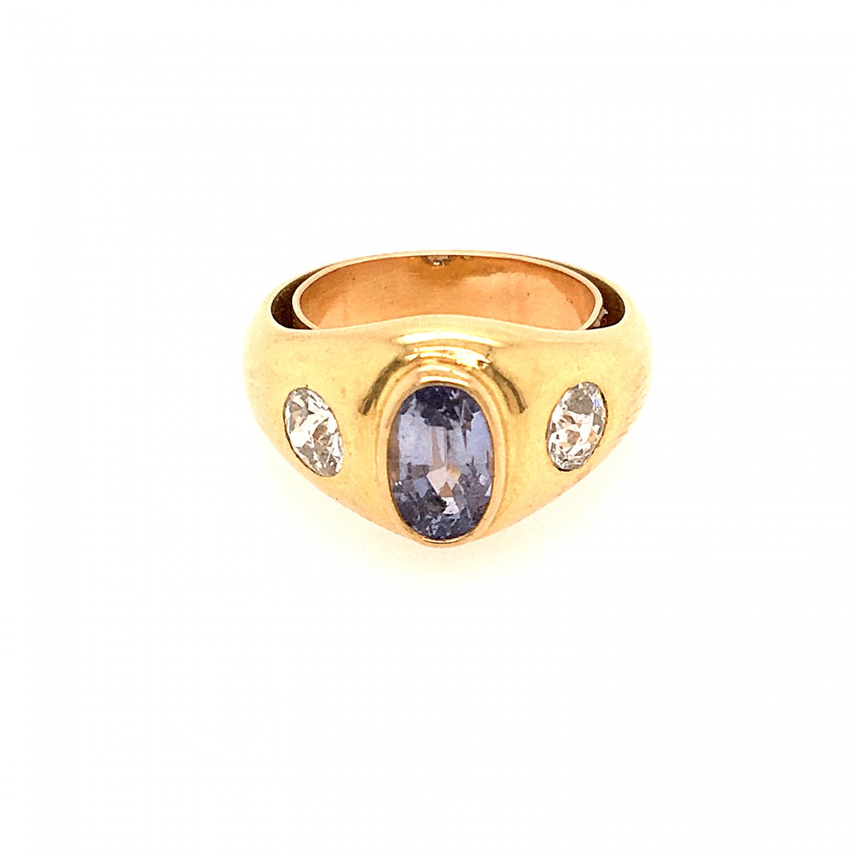 Bague Jonc Or Jaune Saphir Diamants