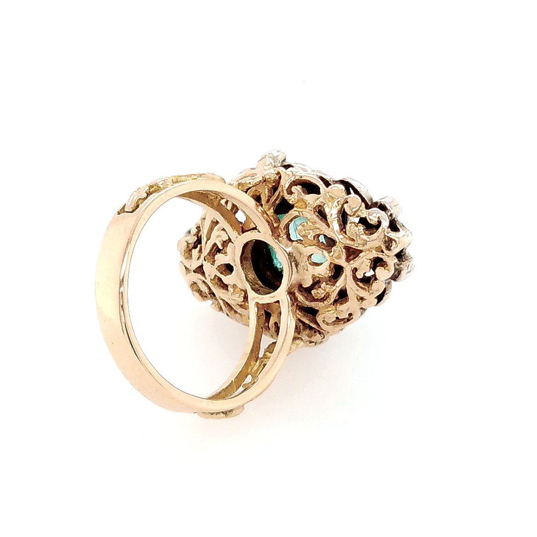 Bague Emeraude Or et Argent 19 Eme Siecle-photo-3
