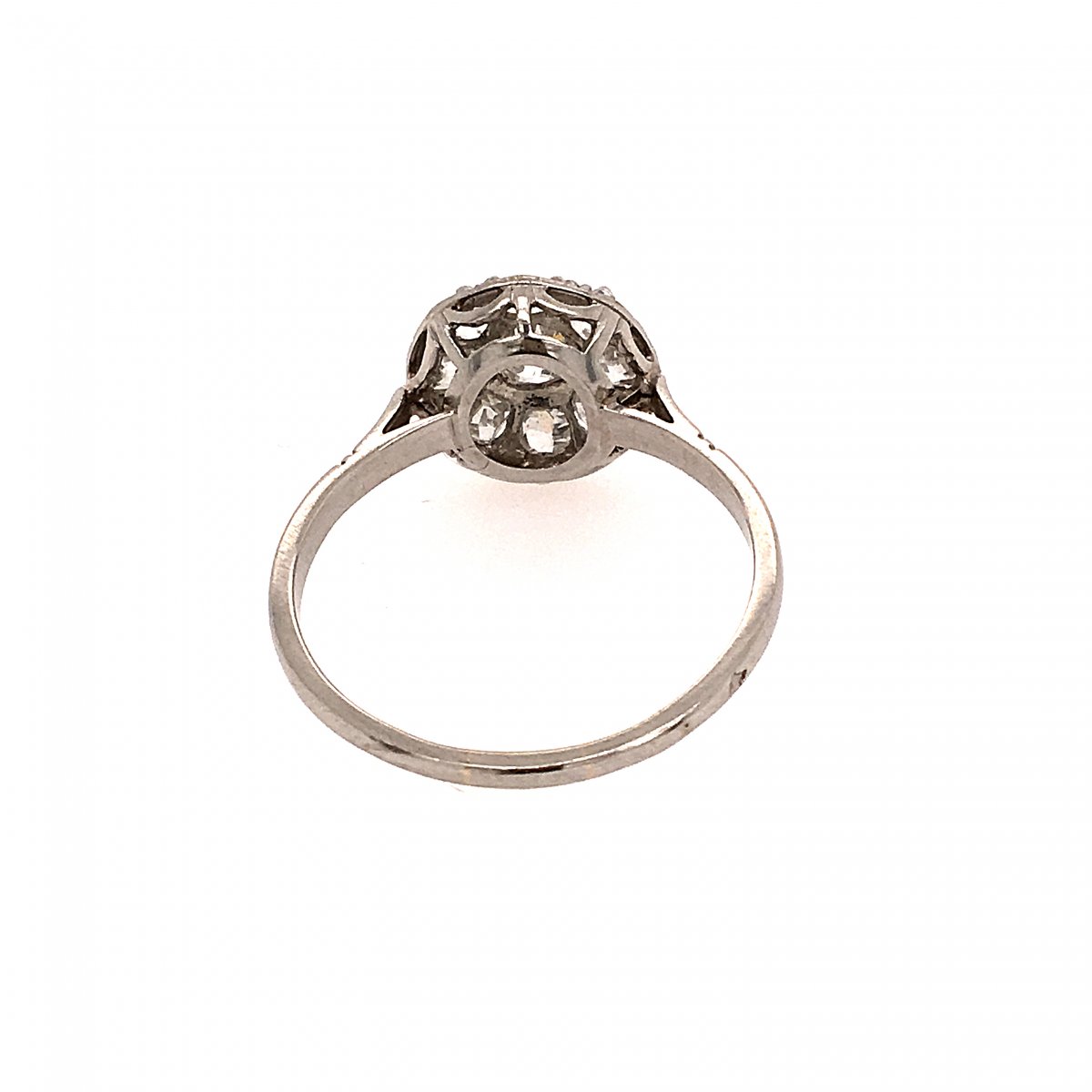 Ring Old Maguerite Platinum Diamond-photo-3