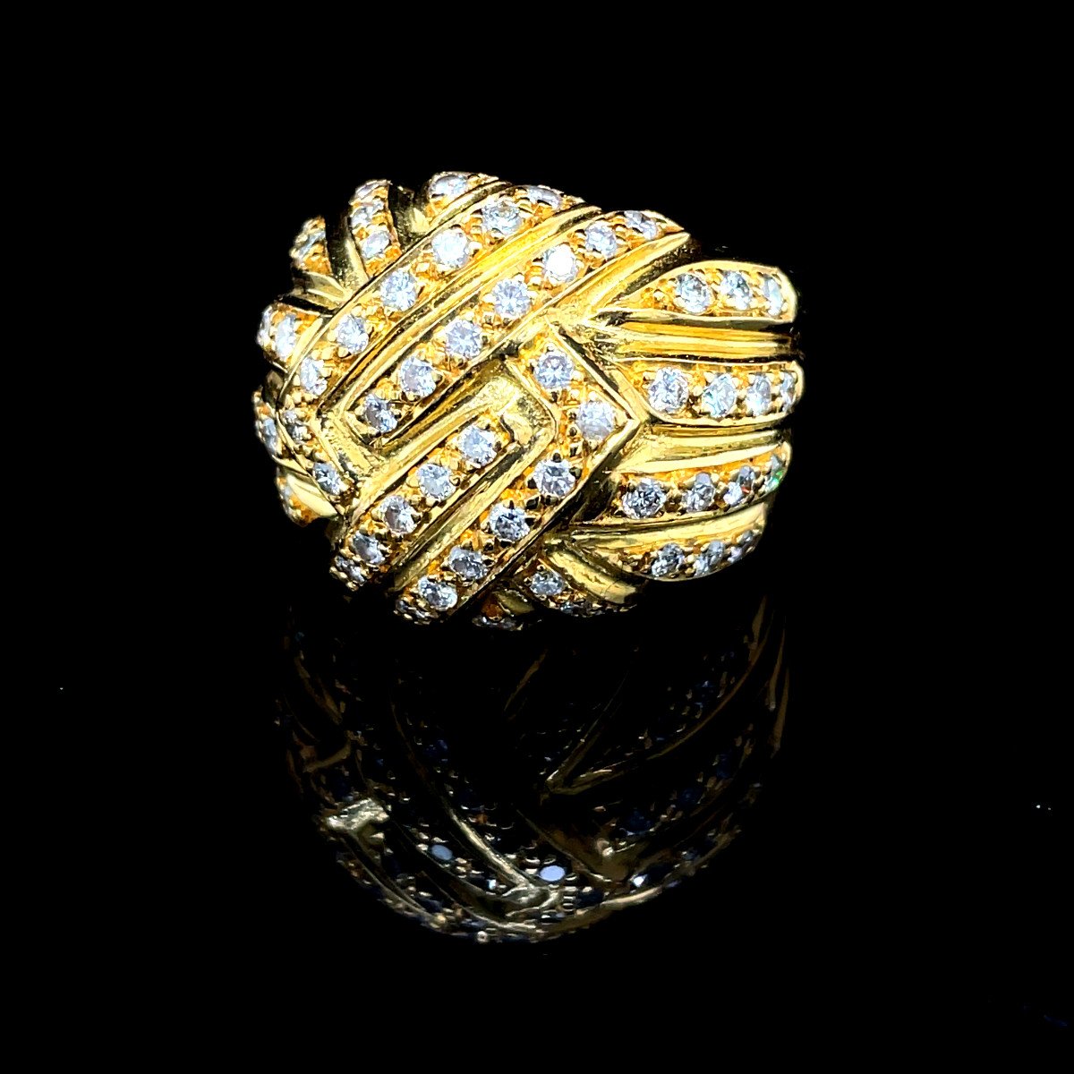 Dome Ring Yellow Gold Diamonds