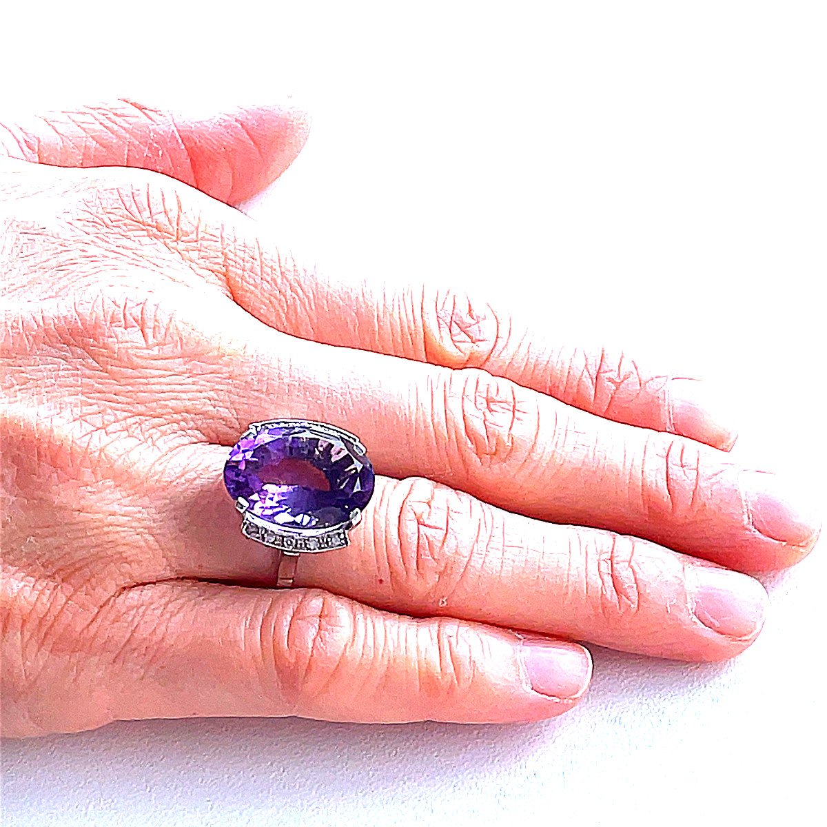 Bague Or Blanc Amethyste-photo-4