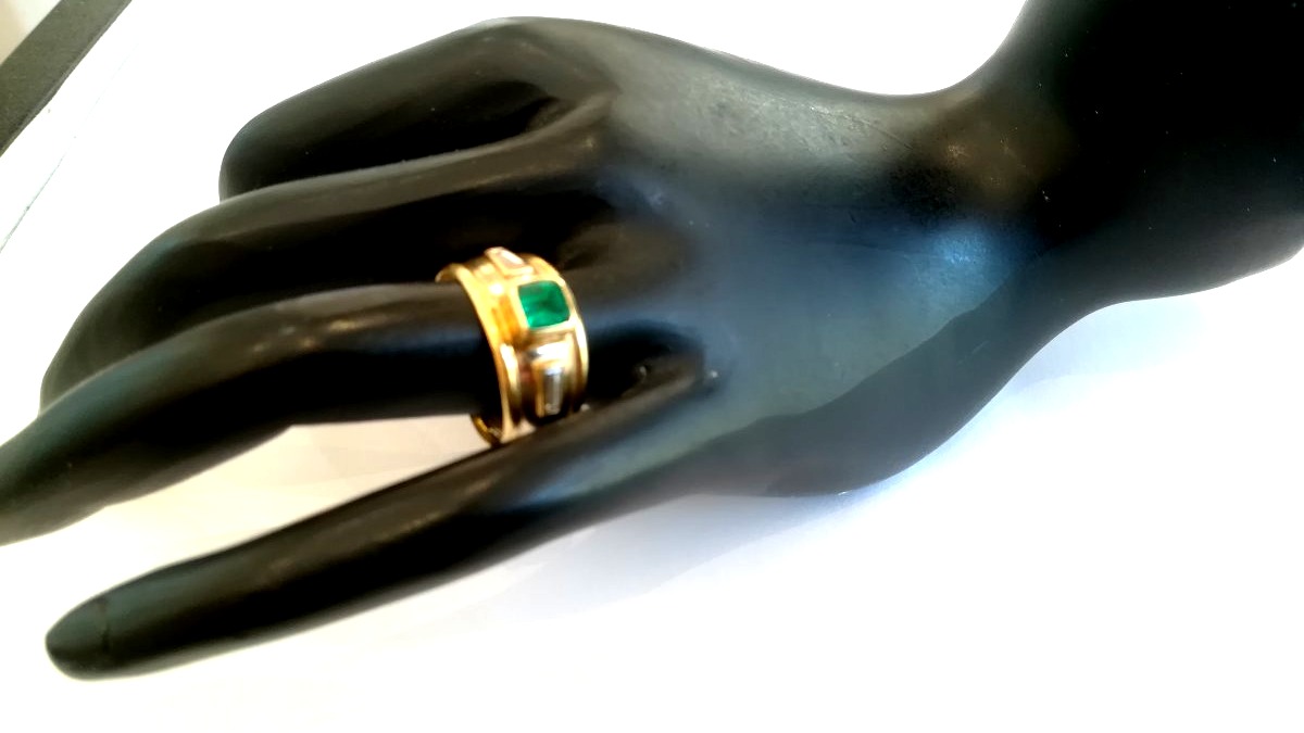 Bague Jonc 2 Ors Emeraude-photo-1