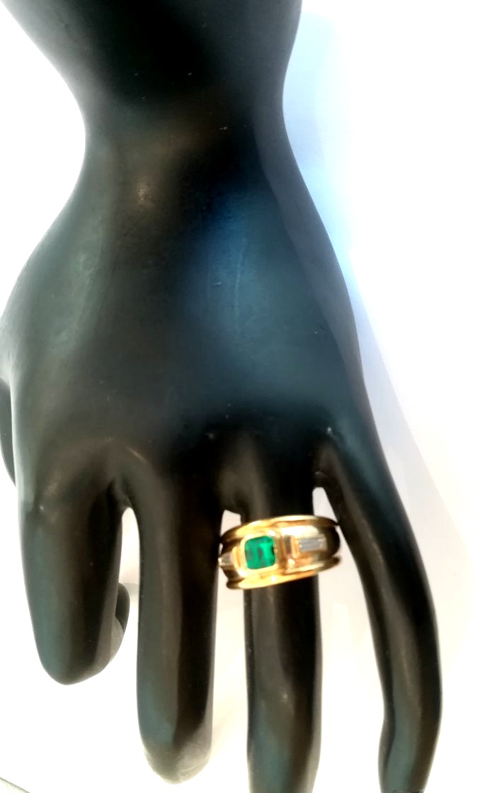 Bague Jonc 2 Ors Emeraude-photo-2