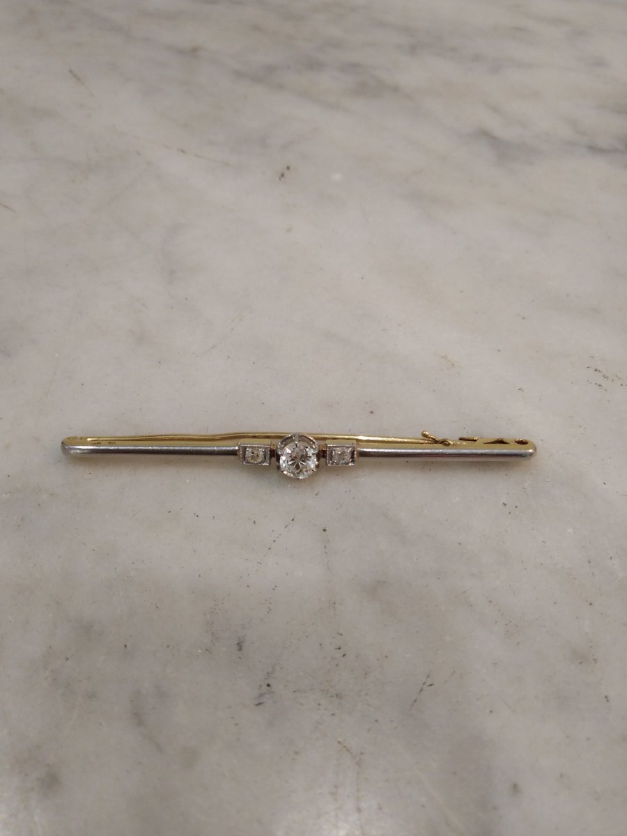 Old Gold And Diamonds Barrette Brooch-photo-2