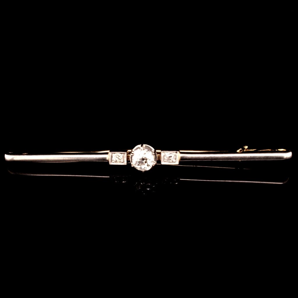 Old Gold And Diamonds Barrette Brooch