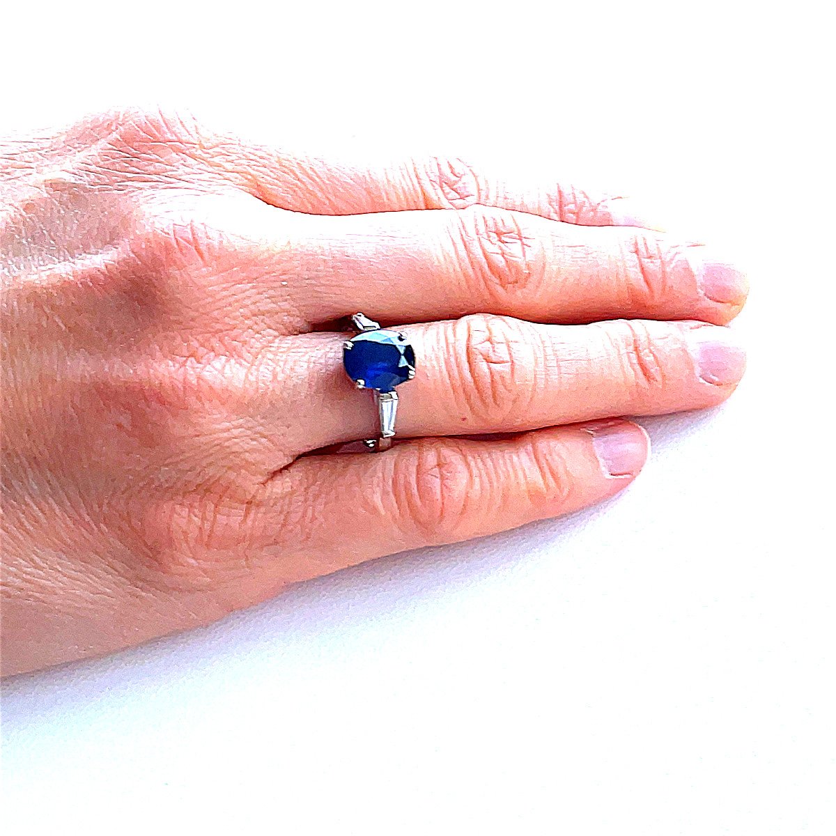 Bague Or Blanc Saphir Diamants-photo-4