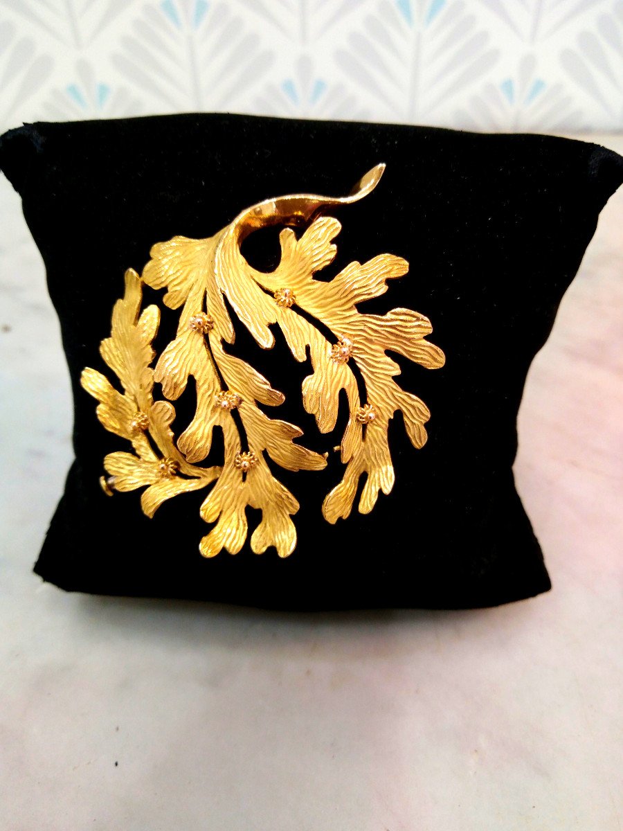 Yellow Gold Leaf Brooch-photo-3