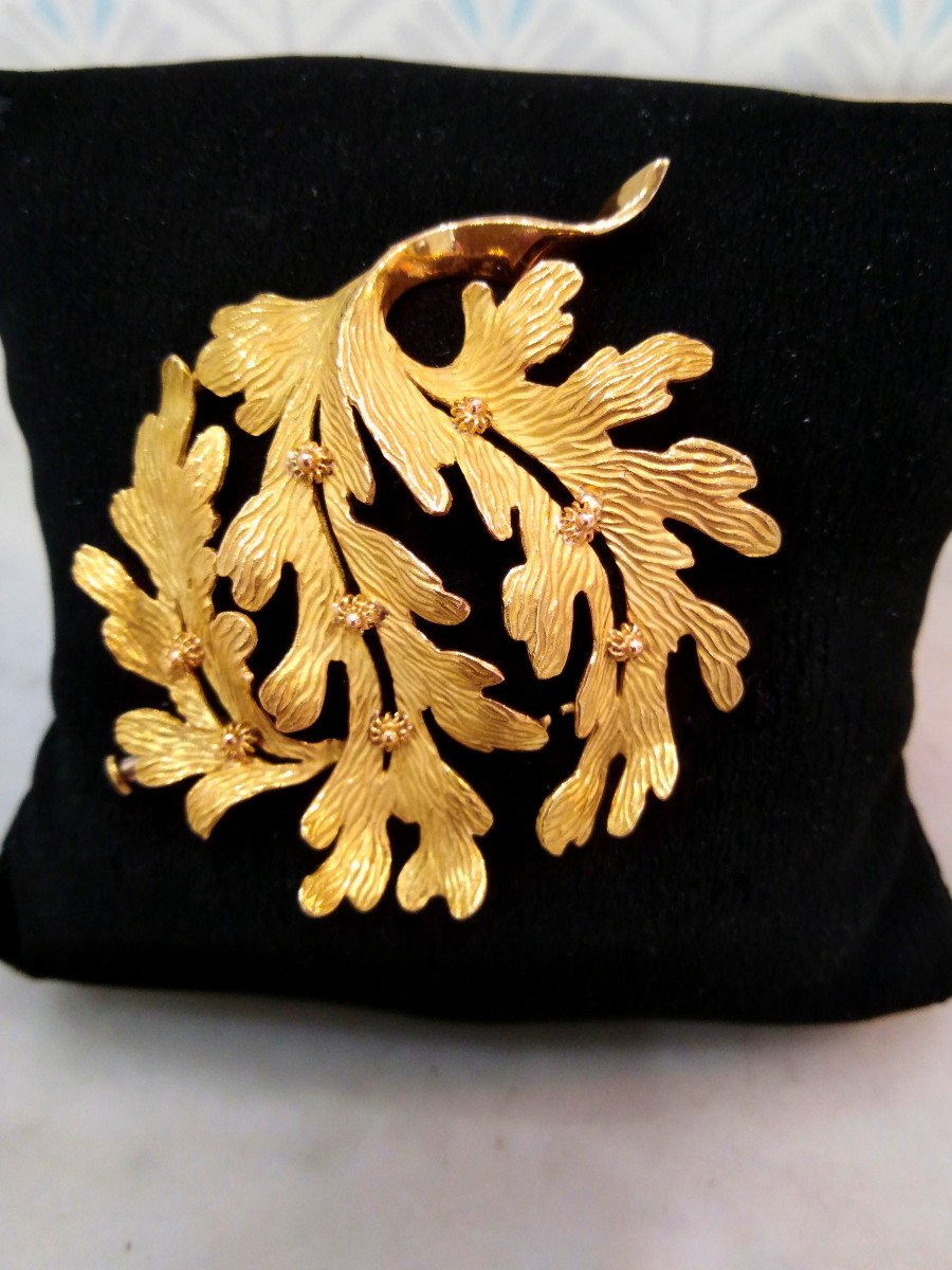 Yellow Gold Leaf Brooch-photo-4