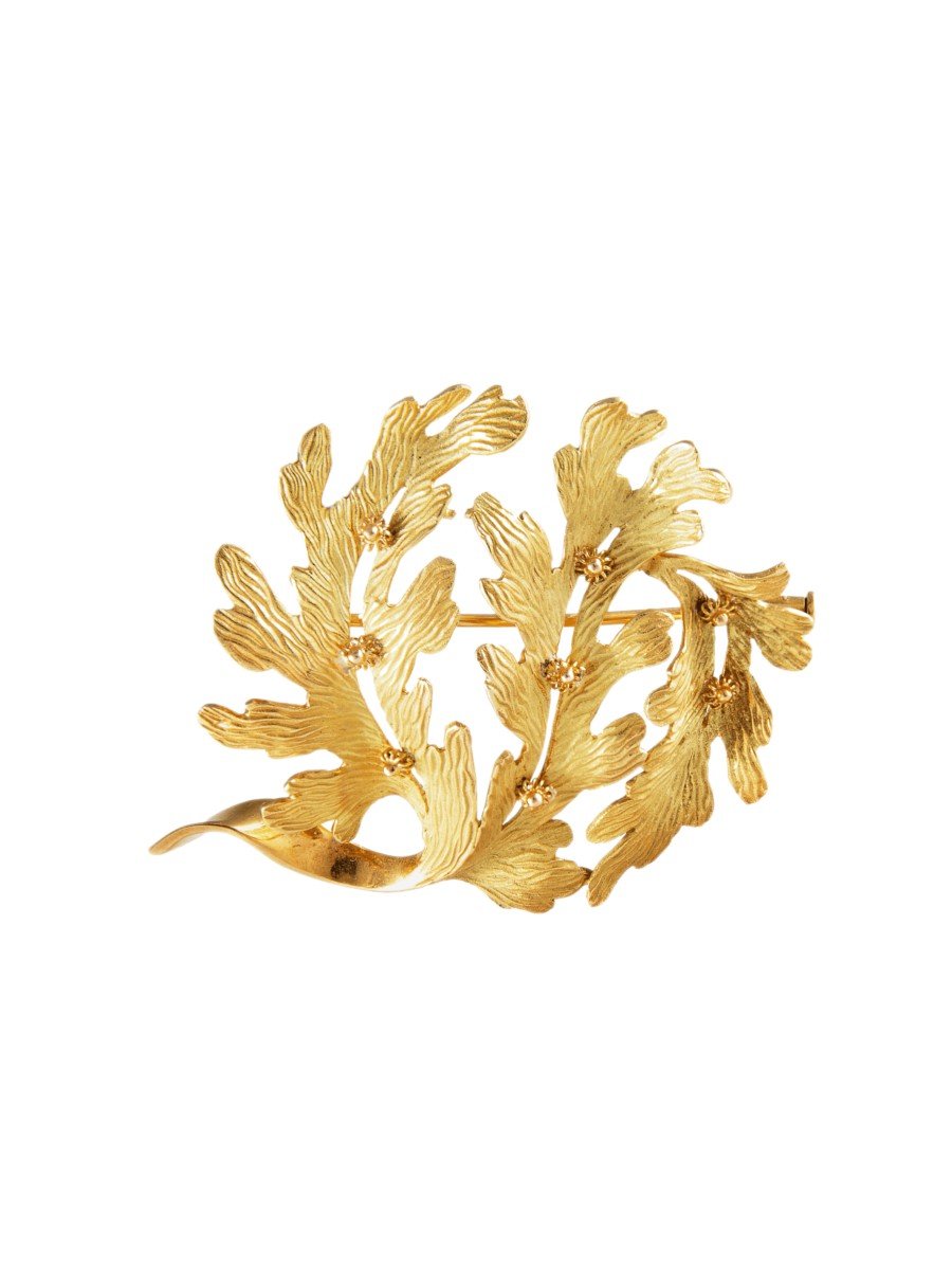 Yellow Gold Leaf Brooch