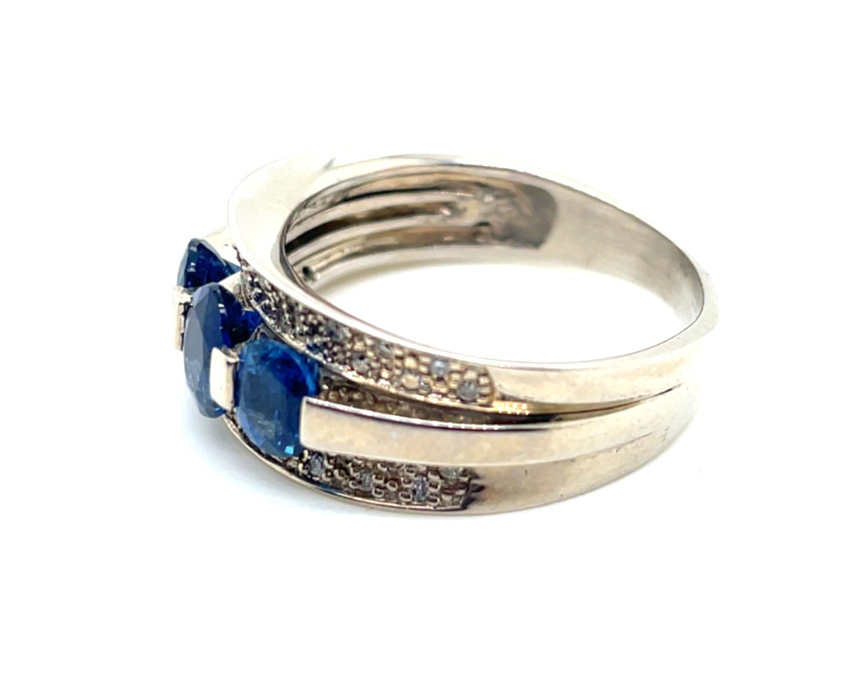 Bague Or Blanc Saphirs-photo-2