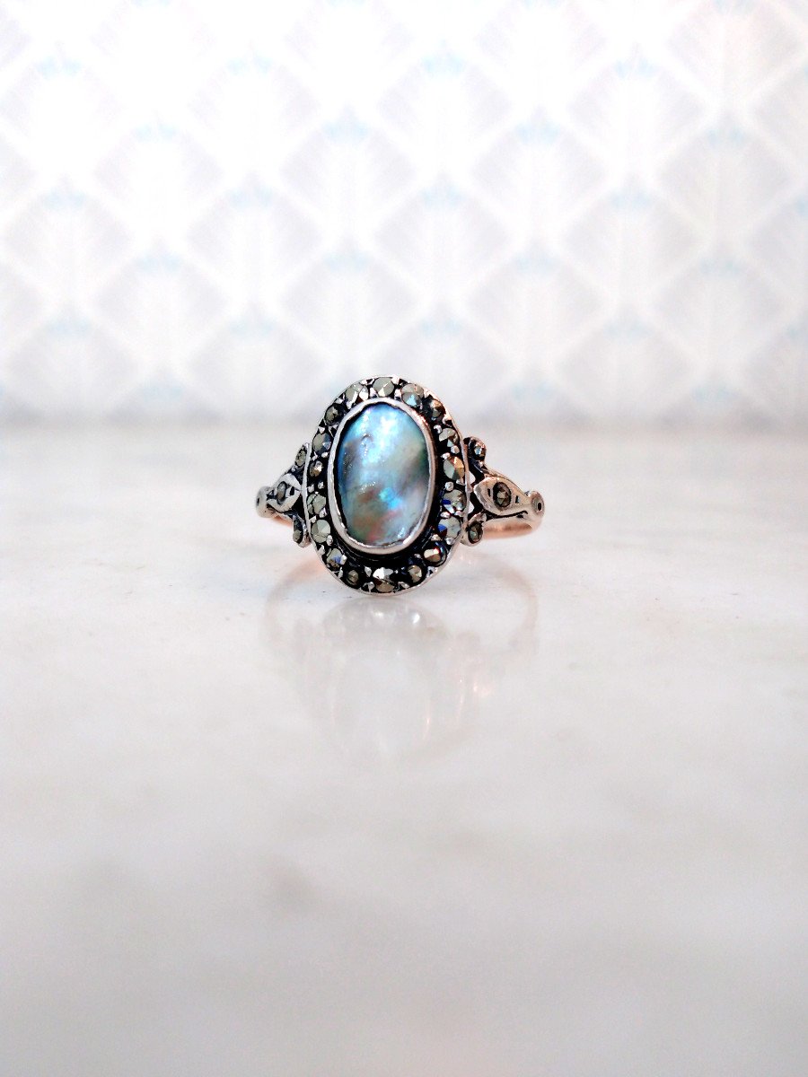 Old Mother Of Pearl Ring-photo-3