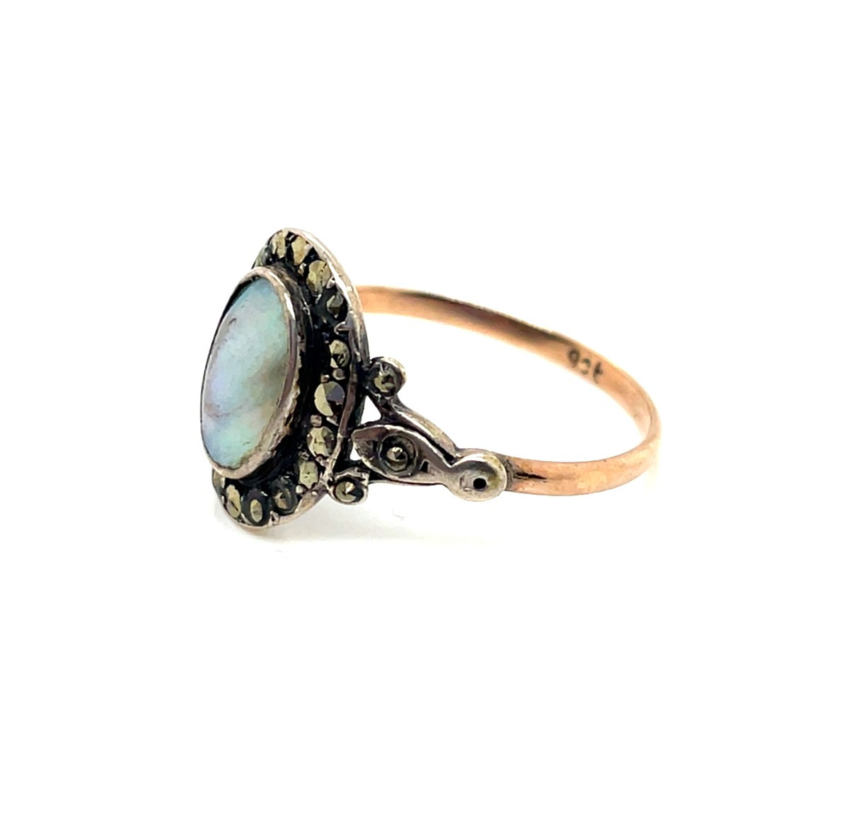 Bague Ancienne Or Argent Nacre-photo-2