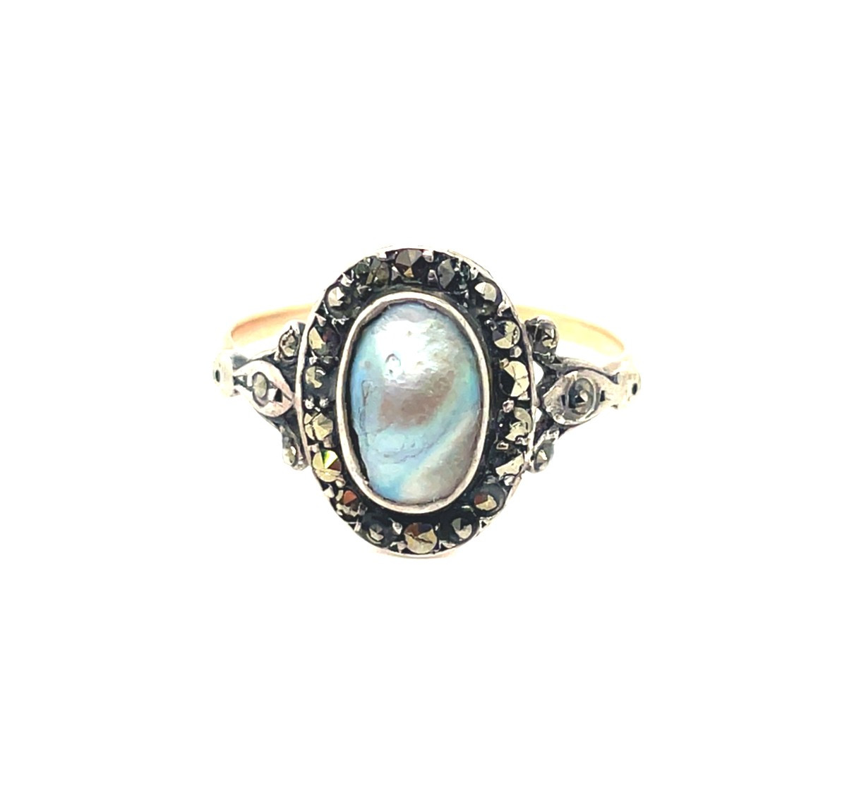 Bague Ancienne Or Argent Nacre