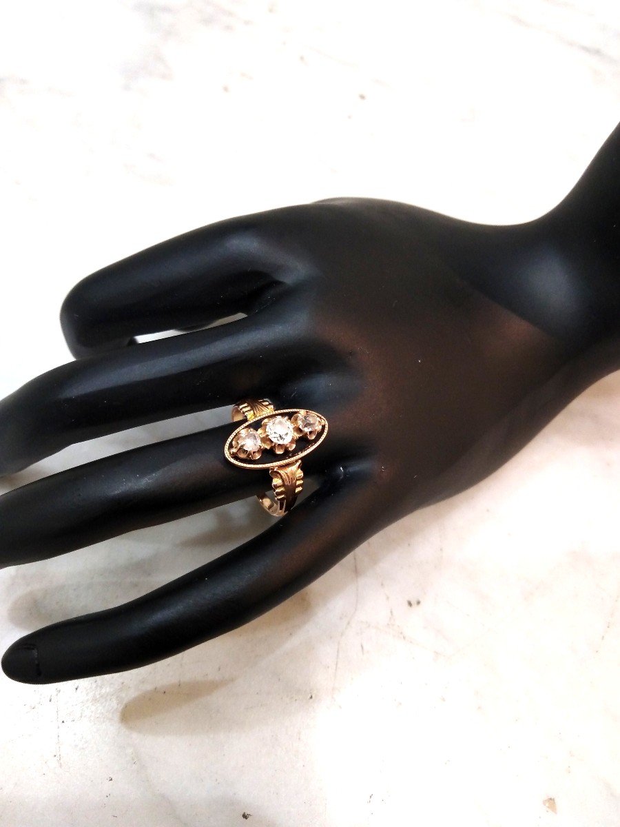 Bague Ancienne Or Email Diamants-photo-4