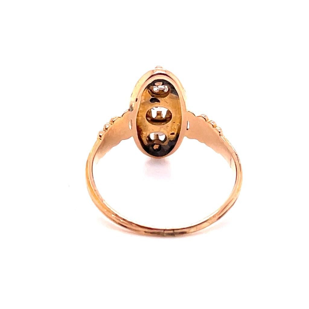 Bague Ancienne Or Email Diamants-photo-3