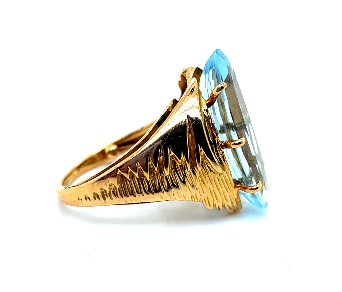 Bague Or Jaune Aigue Marine-photo-2