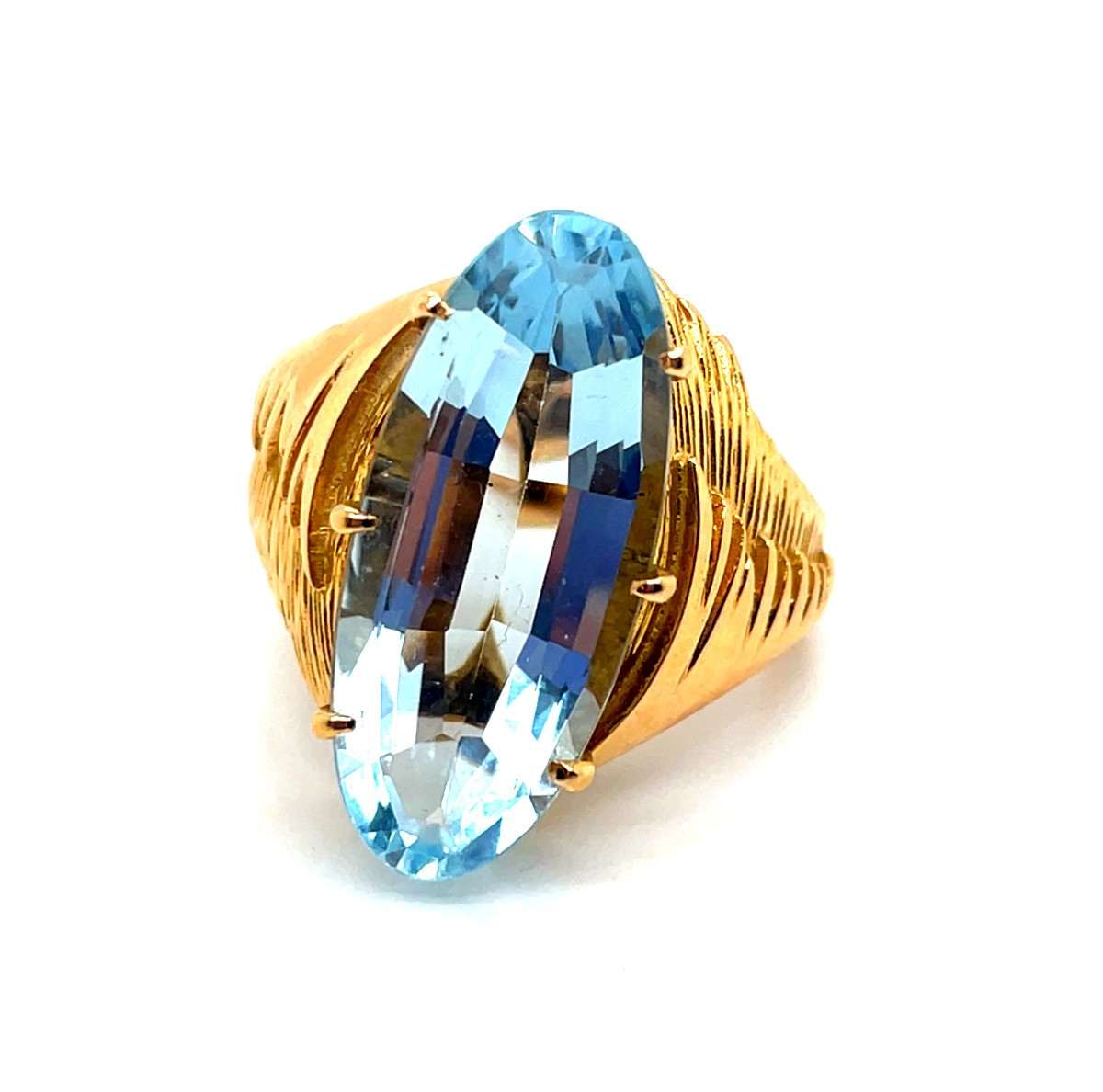 Bague Or Jaune Aigue Marine