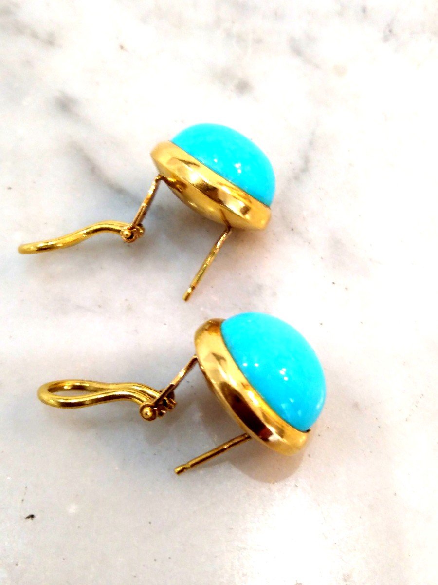 Vintage Yellow Gold Turquoise Earrings-photo-1