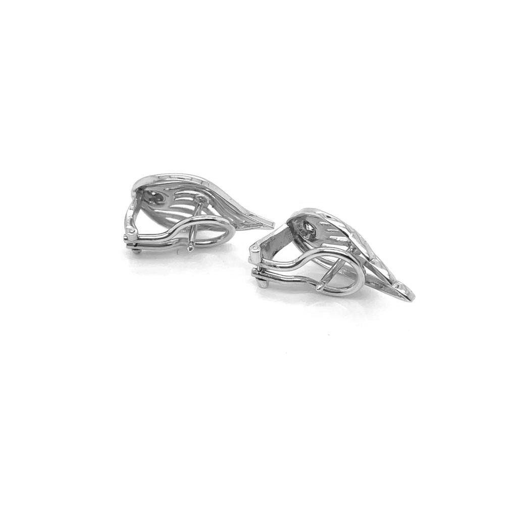 Boucles D Oreilles Feuilles Or Blanc Diamants-photo-2