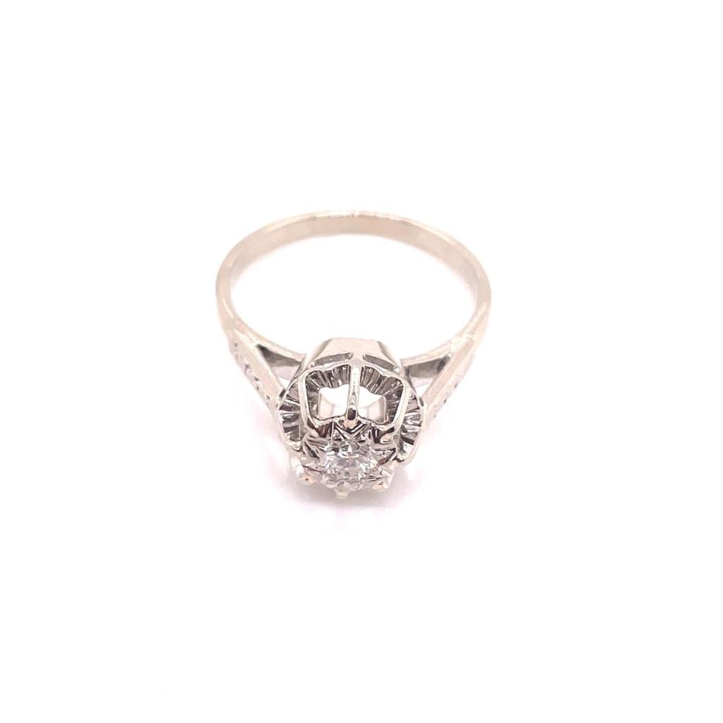 Bague Solitaire Or Blanc Diamant-photo-3