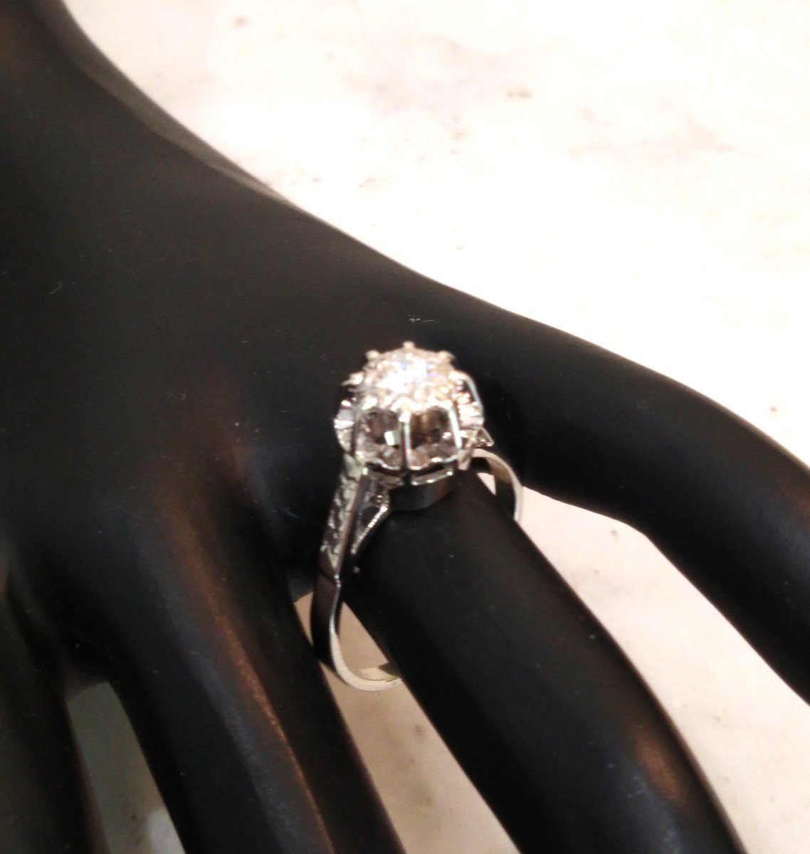 Bague Solitaire Or Blanc Diamant-photo-3