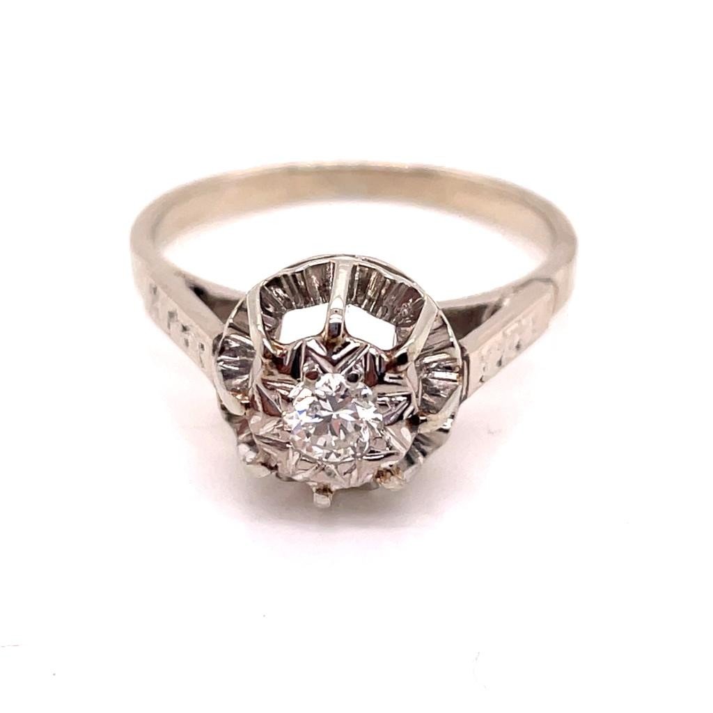 Bague Solitaire Or Blanc Diamant